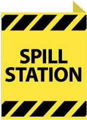 NMC - "Spill Station", 10" Long x 8" Wide, Rigid Plastic Safety Sign - Rectangle, 0.05" Thick, Use for Restroom, Janitorial & Housekeeping - Exact Tool & Supply