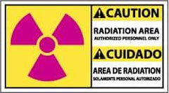 NMC - "Caution - Radiation Area - Authorized Personnel Only", 10" Long x 18" Wide, Rigid Plastic Safety Sign - Rectangle, 0.05" Thick, Use for Accident Prevention - Exact Tool & Supply