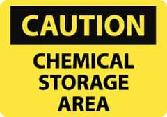NMC - "Caution - Chemical Storage Area", 7" Long x 10" Wide, Aluminum Safety Sign - Rectangle, 0.04" Thick, Use for Hazardous Materials - Exact Tool & Supply