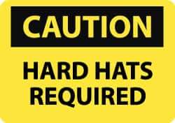 NMC - "Caution - Hard Hats Required", 7" Long x 10" Wide, Aluminum Safety Sign - Rectangle, 0.04" Thick, Use for Accident Prevention - Exact Tool & Supply
