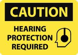 NMC - "Caution - Hearing Protection Required", 7" Long x 10" Wide, Aluminum Safety Sign - Rectangle, 0.04" Thick, Use for Accident Prevention - Exact Tool & Supply