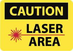 NMC - "Caution - Laser Area", 7" Long x 10" Wide, Aluminum Safety Sign - Rectangle, 0.04" Thick, Use for Accident Prevention - Exact Tool & Supply