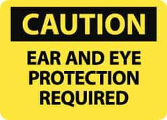 NMC - "Caution - Ear and Eye Protection Required", 10" Long x 14" Wide, Aluminum Safety Sign - Rectangle, 0.04" Thick, Use for Accident Prevention - Exact Tool & Supply