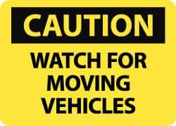 NMC - "Caution - Watch for Moving Vehicles", 10" Long x 14" Wide, Pressure-Sensitive Vinyl Safety Sign - Rectangle, 0.004" Thick, Use for Accident Prevention - Exact Tool & Supply