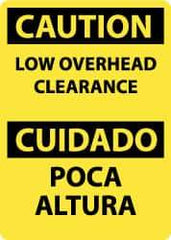 NMC - "Caution - Low Overhead Clearance", 14" Long x 10" Wide, Aluminum Safety Sign - Rectangle, 0.04" Thick, Use for Accident Prevention - Exact Tool & Supply