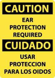 NMC - "Caution - Ear Protection Required", 14" Long x 10" Wide, Rigid Plastic Safety Sign - Rectangle, 0.05" Thick, Use for Accident Prevention - Exact Tool & Supply
