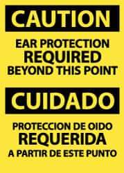 NMC - "Caution - Ear Protection Required Beyond This Point", 14" Long x 10" Wide, Pressure-Sensitive Vinyl Safety Sign - Rectangle, 0.004" Thick, Use for Accident Prevention - Exact Tool & Supply