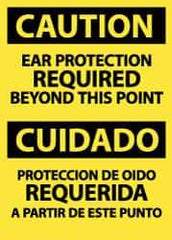 NMC - "Caution - Ear Protection Required Beyond This Point", 14" Long x 10" Wide, Rigid Plastic Safety Sign - Rectangle, 0.05" Thick, Use for Accident Prevention - Exact Tool & Supply