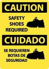 NMC - "Caution - Safety Shoes Required", 14" Long x 10" Wide, Pressure-Sensitive Vinyl Safety Sign - Rectangle, 0.004" Thick, Use for Accident Prevention - Exact Tool & Supply
