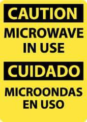 NMC - "Caution - Microwave in Use", 14" Long x 10" Wide, Pressure-Sensitive Vinyl Safety Sign - Rectangle, 0.004" Thick, Use for Accident Prevention - Exact Tool & Supply