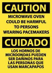 NMC - "Caution - Microwave Oven Could Be Harmful to Persons Wearing Pacemakers", 14" Long x 10" Wide, Aluminum Safety Sign - Rectangle, 0.04" Thick, Use for Accident Prevention - Exact Tool & Supply