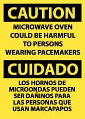 NMC - "Caution - Microwave Oven Could Be Harmful to Persons Wearing Pacemakers", 14" Long x 10" Wide, Pressure-Sensitive Vinyl Safety Sign - Rectangle, 0.004" Thick, Use for Accident Prevention - Exact Tool & Supply