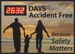NMC - Scoreboards Scoreboard Type: Digital Scoreboard Legend: ___ Days Accident Free Because Safety Matters - Exact Tool & Supply