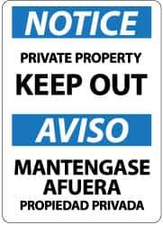 NMC - "Notice - Private Property - Keep Out", 14" Long x 10" Wide, Pressure-Sensitive Vinyl Safety Sign - Rectangle, 0.004" Thick, Use for Security & Admittance - Exact Tool & Supply