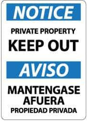 NMC - "Notice - Private Property - Keep Out", 14" Long x 10" Wide, Aluminum Safety Sign - Rectangle, 0.04" Thick, Use for Security & Admittance - Exact Tool & Supply