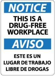 NMC - "Notice - This Is a Drug-Free Workplace", 14" Long x 10" Wide, Rigid Plastic Safety Sign - Rectangle, 0.05" Thick, Use for Security & Admittance - Exact Tool & Supply