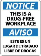 NMC - "Notice - This Is a Drug-Free Workplace", 14" Long x 10" Wide, Rigid Plastic Safety Sign - Rectangle, 0.05" Thick, Use for Security & Admittance - Exact Tool & Supply