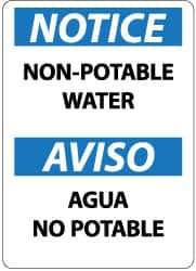 NMC - "Notice - Non-Potable Water", 14" Long x 10" Wide, Aluminum Safety Sign - Rectangle, 0.04" Thick, Use for Security & Admittance - Exact Tool & Supply