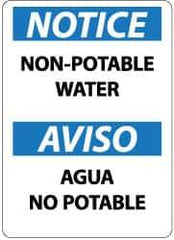 NMC - "Notice - Non-Potable Water", 14" Long x 10" Wide, Rigid Plastic Safety Sign - Rectangle, 0.05" Thick, Use for Accident Prevention - Exact Tool & Supply