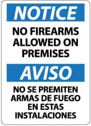 NMC - "Notice - No Firearms Allowed on Premises", 14" Long x 10" Wide, Rigid Plastic Safety Sign - Rectangle, 0.05" Thick, Use for Accident Prevention - Exact Tool & Supply
