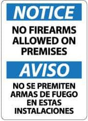 NMC - "Notice - No Firearms Allowed on Premises", 14" Long x 10" Wide, Aluminum Safety Sign - Rectangle, 0.04" Thick, Use for Accident Prevention - Exact Tool & Supply