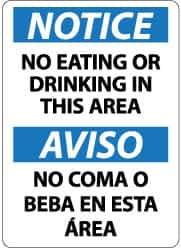 NMC - "Notice - No Eating or Drinking in This Area", 14" Long x 10" Wide, Pressure-Sensitive Vinyl Safety Sign - Rectangle, 0.004" Thick, Use for Security & Admittance - Exact Tool & Supply