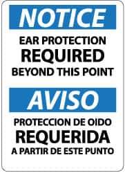 NMC - "Notice - Ear Protection Required Beyond This Point", 14" Long x 10" Wide, Pressure-Sensitive Vinyl Safety Sign - Rectangle, 0.004" Thick, Use for Accident Prevention - Exact Tool & Supply