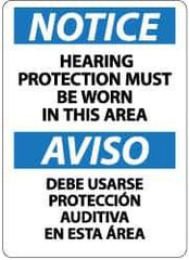 NMC - "Notice - Hearing Protection Must Be Worn in This Area", 14" Long x 10" Wide, Pressure-Sensitive Vinyl Safety Sign - Rectangle, 0.004" Thick, Use for Accident Prevention - Exact Tool & Supply