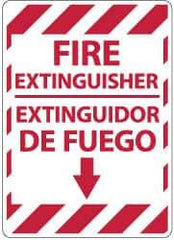 NMC - Fire Extinguisher, Pressure Sensitive Vinyl Fire Sign - 14" Wide x 10" High, English/Spanish - Exact Tool & Supply