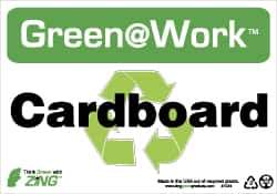 NMC - "Green @ Work - Cardboard", 7" Long x 10" Wide, Rigid Plastic Safety Sign - Rectangle, 0.01" Thick, Use for Restroom, Janitorial & Housekeeping - Exact Tool & Supply