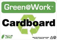 NMC - "Green @ Work - Cardboard", 7" Long x 10" Wide, Rigid Plastic Safety Sign - Rectangle, 0.01" Thick, Use for Restroom, Janitorial & Housekeeping - Exact Tool & Supply