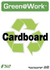 NMC - "Green @ Work - Cardboard", 14" Long x 10" Wide, Rigid Plastic Safety Sign - Rectangle, 0.01" Thick, Use for Restroom, Janitorial & Housekeeping - Exact Tool & Supply