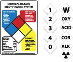 NMC - "Chemical Hazard Identification System", 14" Long x 10" Wide, Pressure-Sensitive Vinyl Safety Sign - Rectangle, 0.004" Thick, Use for Hazardous Materials - Exact Tool & Supply