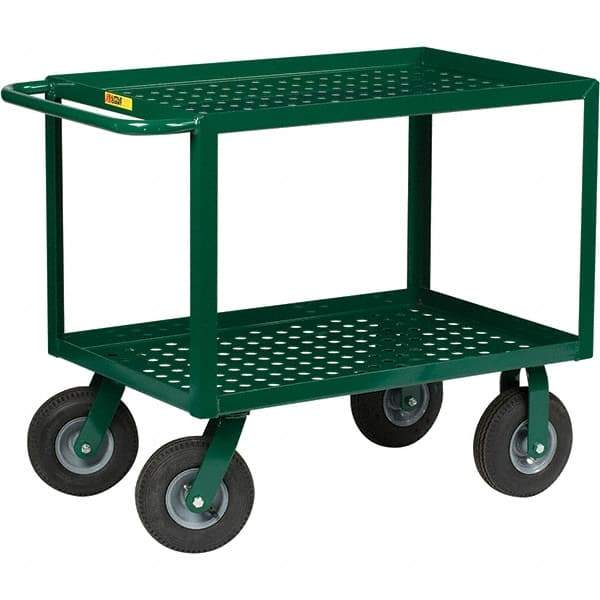Little Giant - 1,000 Lb Capacity, 24" Wide x 36" Long x 35" High Service Cart - 2 Shelf, Steel, Pneumatic Casters - Exact Tool & Supply