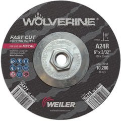 6″ × 3/32″ Type 27 Cutting Wheel, A24R, 5/8″-11 UNC Nut - Exact Tool & Supply