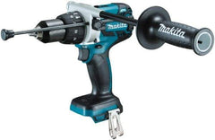 Makita - 18 Volt 1/2" Keyless Chuck Cordless Hammer Drill - 0 to 34,000 BPM, 0 to 400 & 0 to 1,500 RPM, Reversible, Ergonomic Handle - Exact Tool & Supply