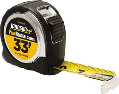 Johnson Level & Tool - 33' x 1-1/16" Tape Measure - 1/16" Graduation, Inch Graduation Style - Exact Tool & Supply