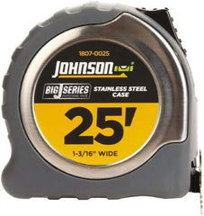 Johnson Level & Tool - 25' x 1-3/16" Tape Measure - 1/16" Graduation, Inch Graduation Style - Exact Tool & Supply
