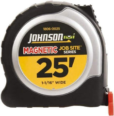Johnson Level & Tool - 25' x 1-1/16" Tape Measure - 1/16" Graduation, Inch Graduation Style - Exact Tool & Supply