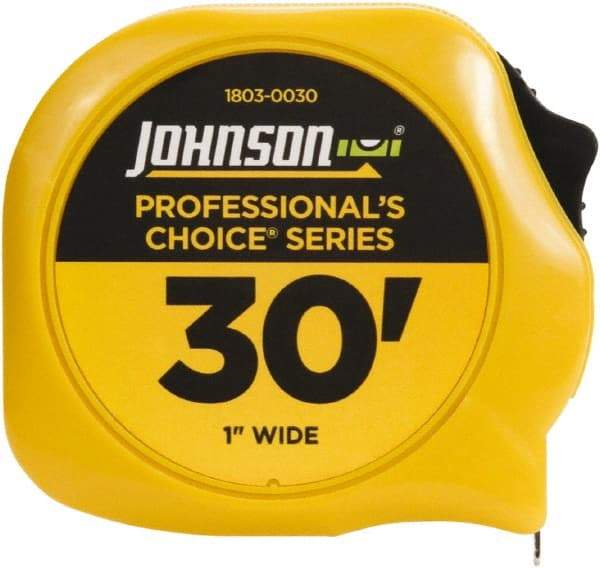 Johnson Level & Tool - 30' x 1" Tape Measure - 1/16" Graduation, Inch Graduation Style - Exact Tool & Supply