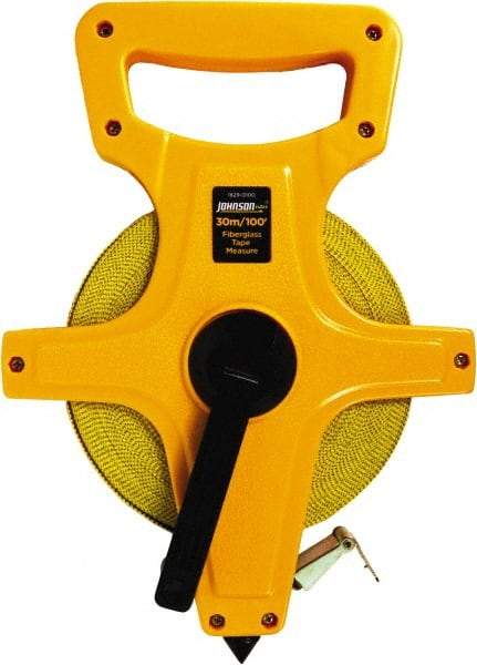 Johnson Level & Tool - 100' x 1/2" Tape Measure - 1/8" & 1mm Graduation, Inch/Metric Graduation Style - Exact Tool & Supply