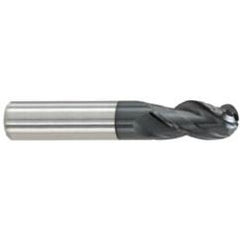 1/2" Dia. - 1" LOC - 3 OAL Ball Nose 3 FL Carbide S/E HP End Mill-AlTiN - Exact Tool & Supply