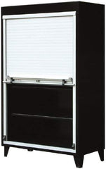 Strong Hold - 4 Shelf Roll Up Storage Cabinet - Steel/Aluminum, 36" Wide x 24" Deep x 78" High, Dark Gray - Exact Tool & Supply