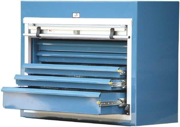 Strong Hold - 5 Bin Roll Up Storage Cabinet - Steel/Aluminum, 43" Wide x 18" Deep x 30" High, Dark Gray - Exact Tool & Supply