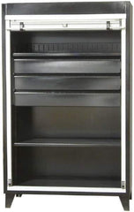 Strong Hold - 2 Shelf Roll Up Storage Cabinet - Steel/Aluminum, 48" Wide x 24" Deep x 78" High, Dark Gray - Exact Tool & Supply