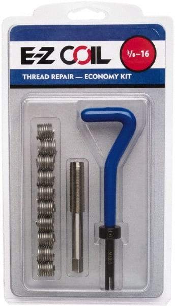 E-Z LOK - 10 Inserts, #6-32 UNC, Stainless Steel, Thread Repair Kit - 0.207" Insert Length - Exact Tool & Supply
