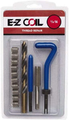 E-Z LOK - 10 Inserts, 1/4-28 UNF, Stainless Steel, Thread Repair Kit - 0.375" Insert Length - Exact Tool & Supply