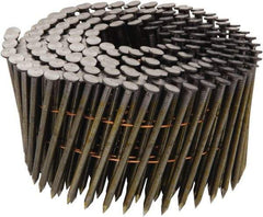 Stanley Bostitch - 11 Gauge 0.131" Shank Diam 2-1/2" Long Framing Nails for Power Nailers - Steel, Yellow Zinc Finish, Smooth Shank, Coil Wire Collation, Round Head, Diamond Point - Exact Tool & Supply