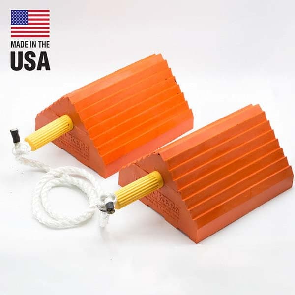 Checkers - 1 2-Piece 8-1/2" Wide x 5" High x 10" Deep Polyurethane Wheel Chock - Exact Tool & Supply
