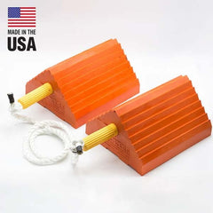 Checkers - 1 2-Piece 8-1/2" Wide x 5" High x 10" Deep Polyurethane Wheel Chock - Exact Tool & Supply